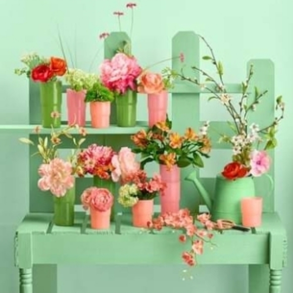 TUPPERWARE 12 Piece Tabletop Tumbler Bouquet Set Spring Colors Green Orange Pink - Picture 5 of 16